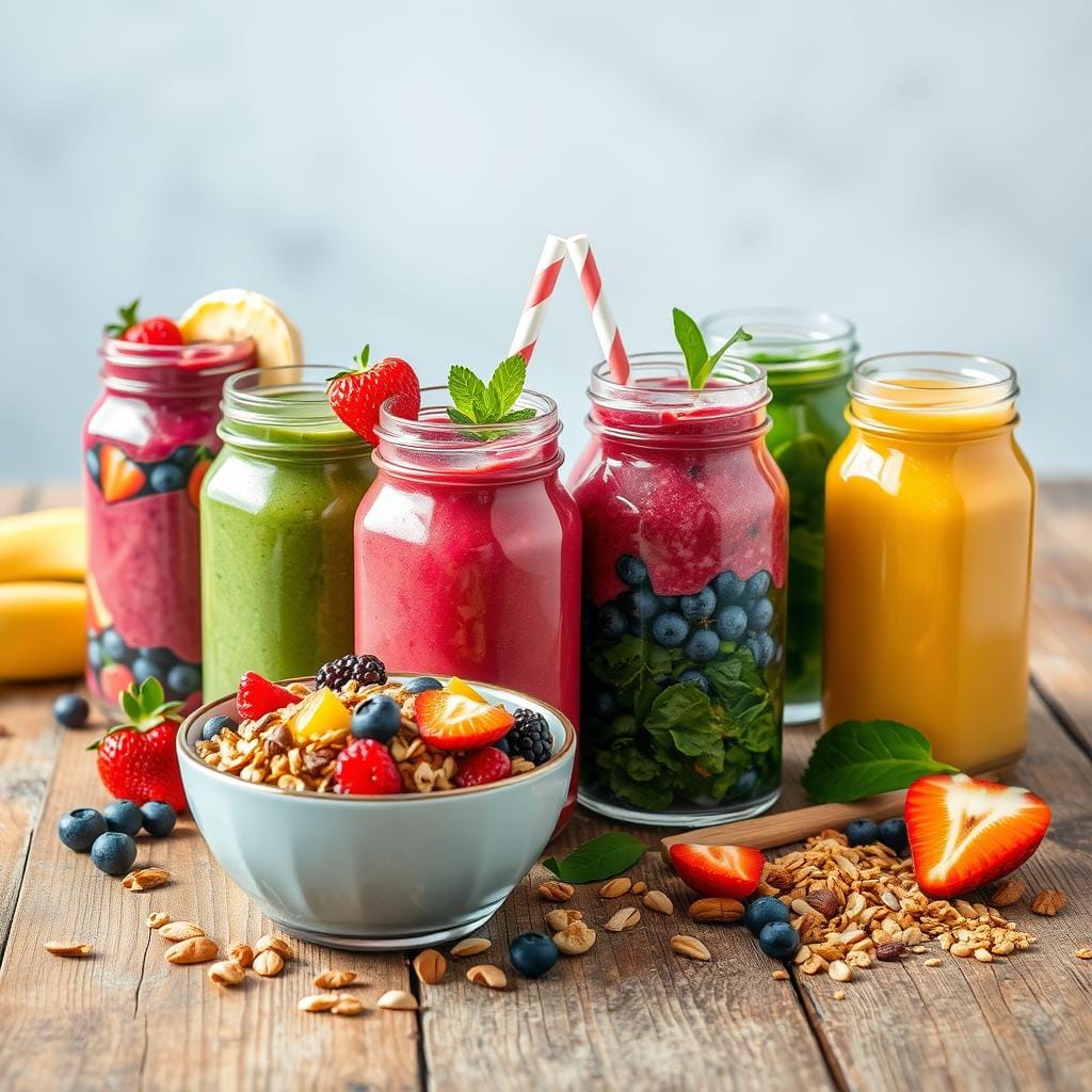 Brunch healthy smoothies et granola