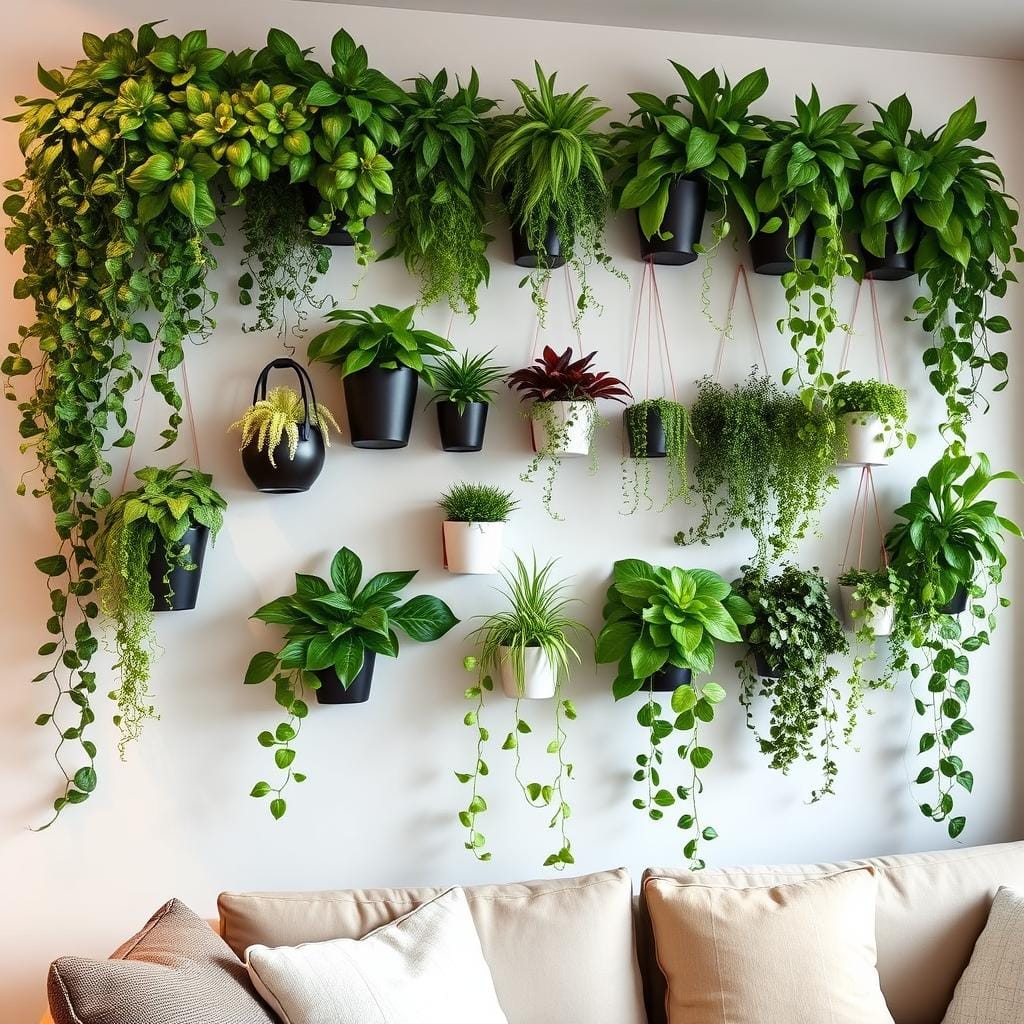 Décoration murale avec plantes vertes