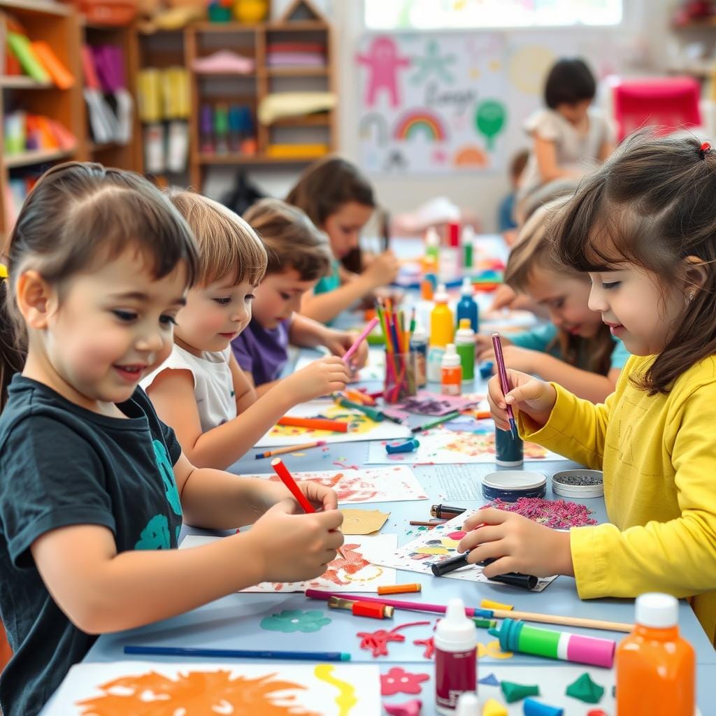 Enfants faisant de l'artisanat