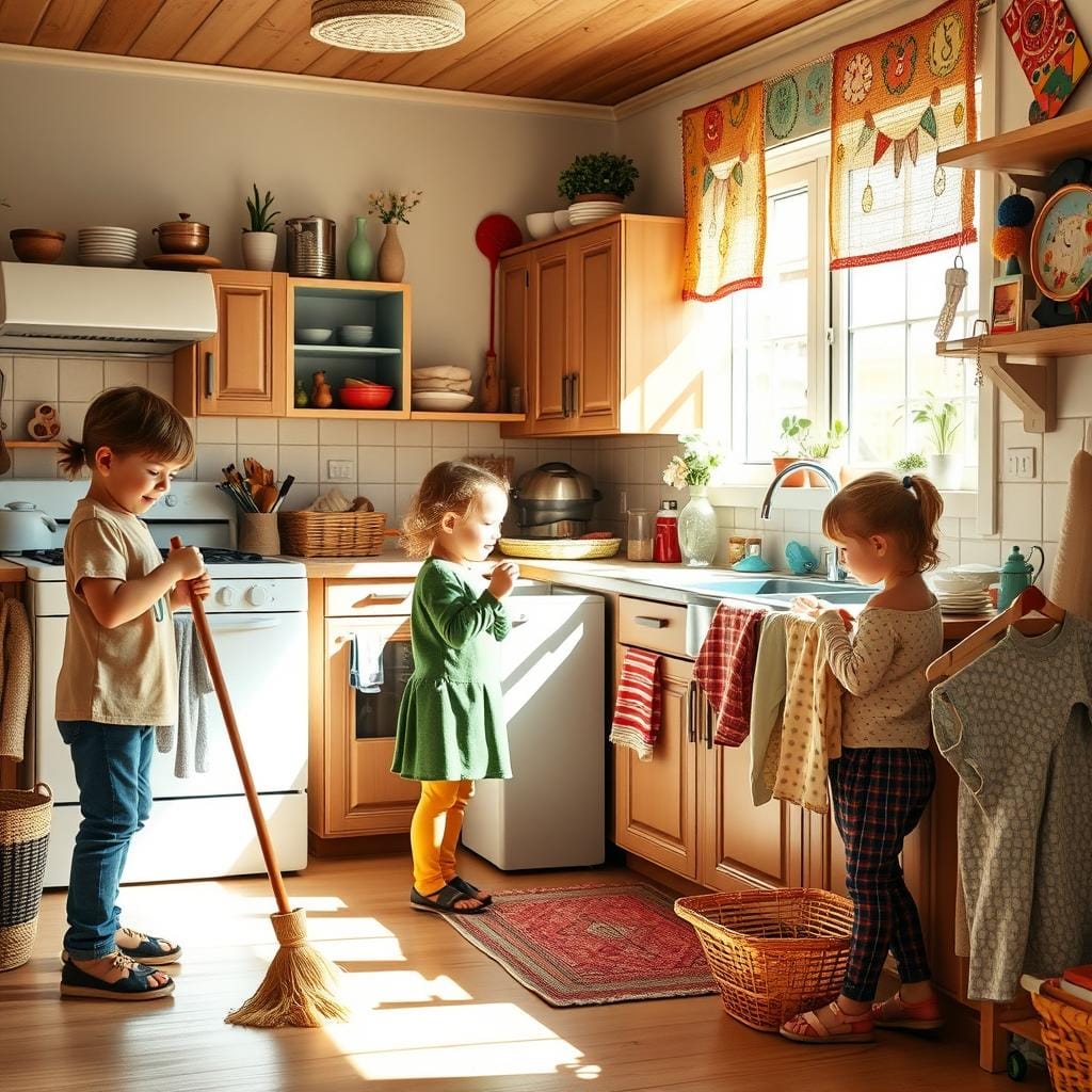 Enfants impliqués dans les tâches ménagères