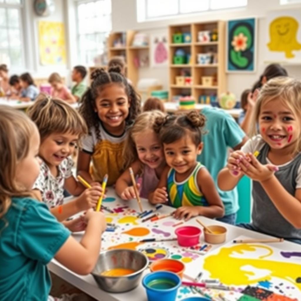 Enfants participan à des ateliers créatifs