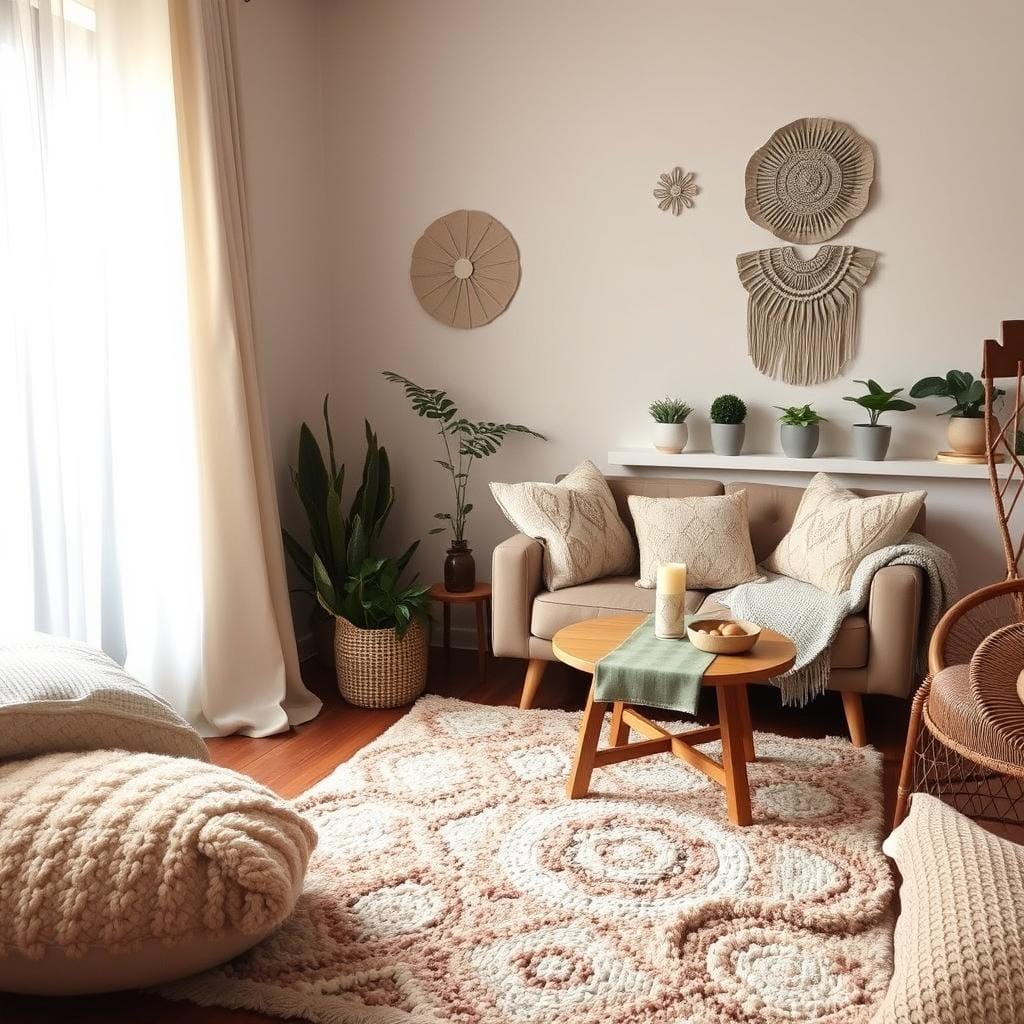 Textiles dans un salon cosy