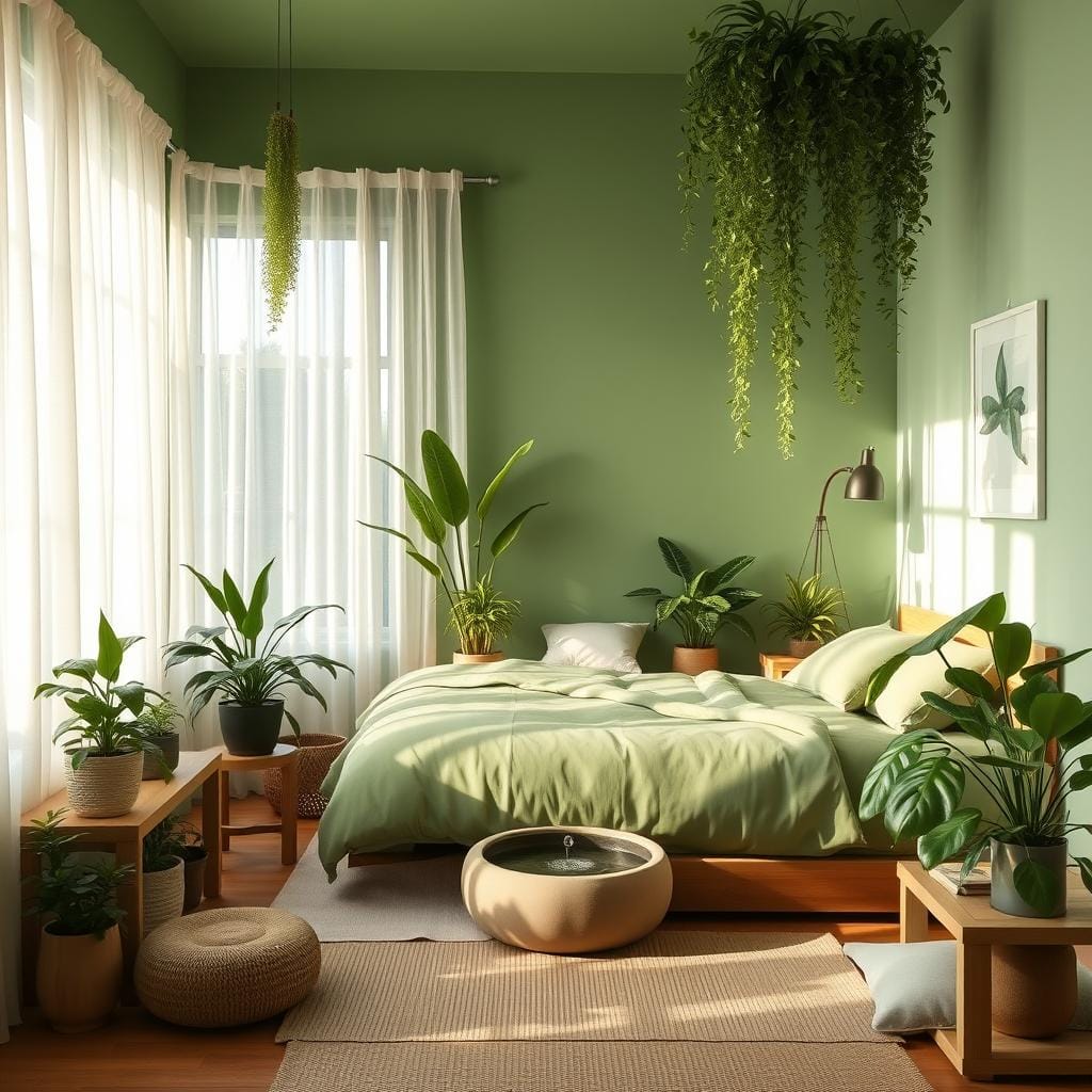 chambre zen avec plantes