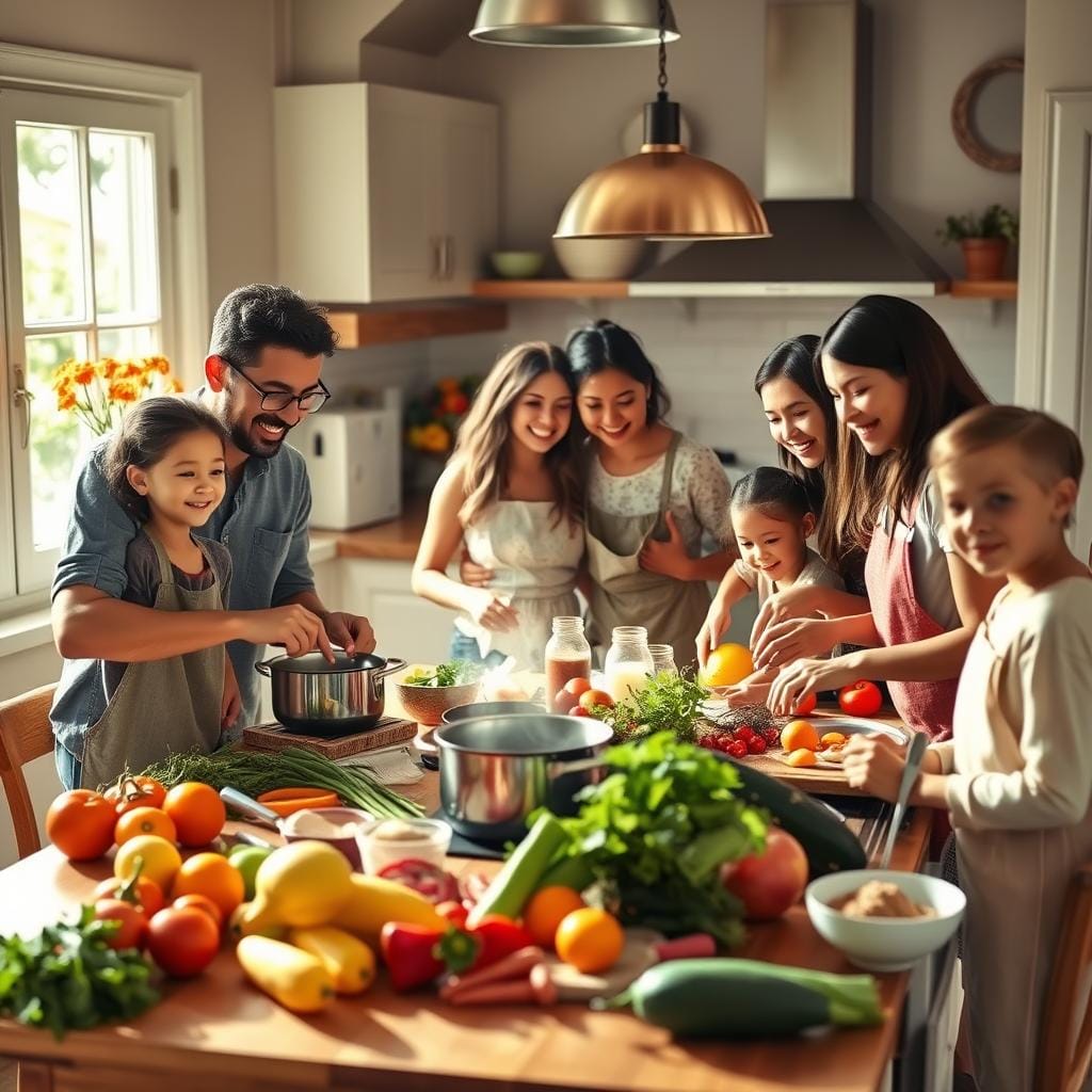 famille en cuisine