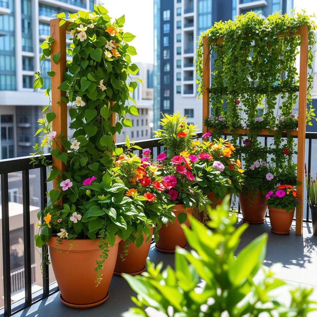 Jardin vertical urbain sur balcon